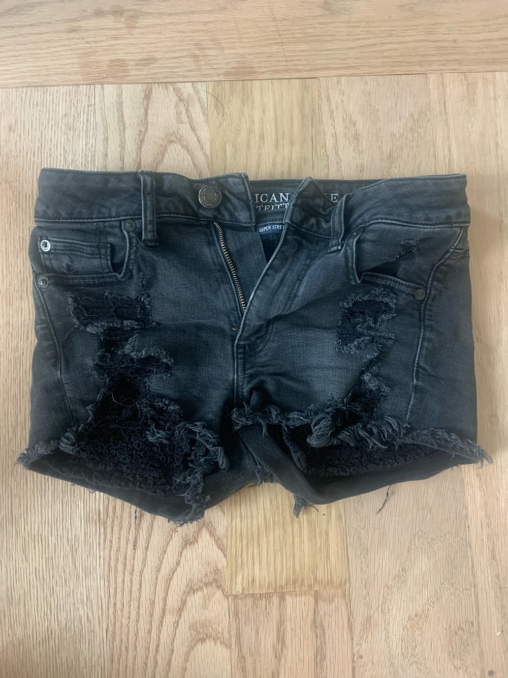American Eagle Outfitters Black Ripped Denim Cutoff Shorts
